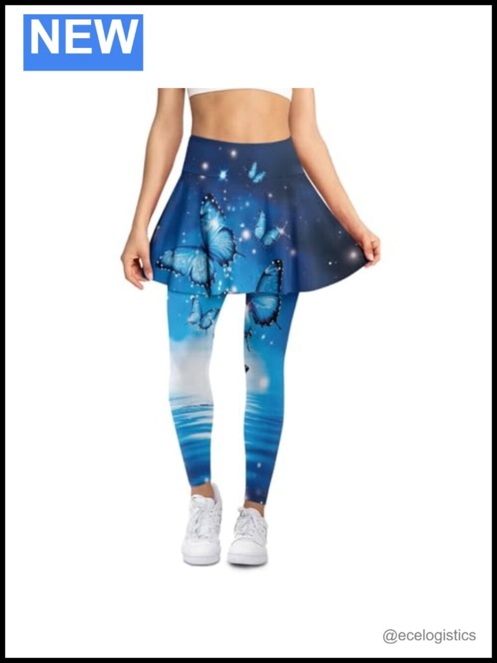A-Line Athletic Skirt with Attached Leggings High Waist Skort